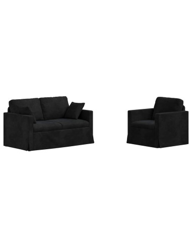 Set di divani 2 pcs Nero 138 x 78 x 80 cm Velluto
