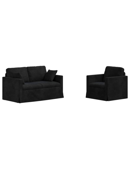 Set di divani 2 pcs Nero 138 x 78 x 80 cm Velluto
