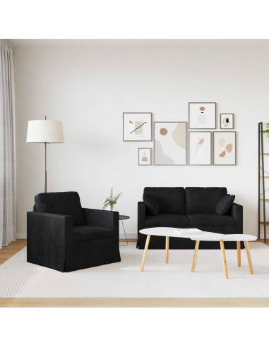 Set di divani 2 pcs Nero 138 x 78 x 80 cm Velluto
