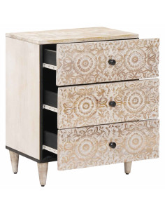 Mobiletto da Letto con cassetto Bianco 50 x 33 x 60 cm 2