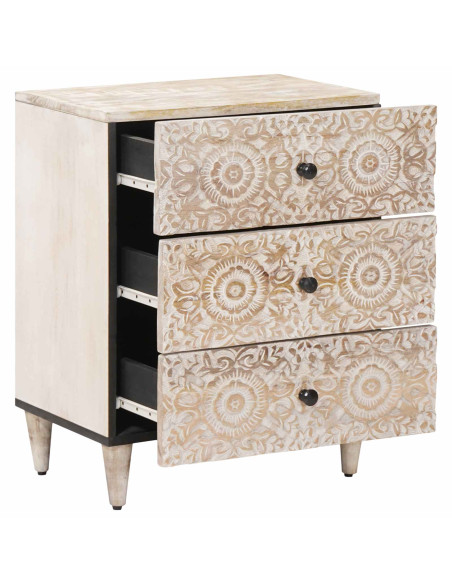 Mobiletto da Letto con cassetto Bianco 50 x 33 x 60 cm