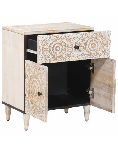 Mobiletto da Letto con cassetto Bianco 50 x 33 x 60 cm