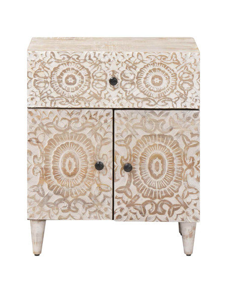 Mobiletto da Letto con cassetto Bianco 50 x 33 x 60 cm