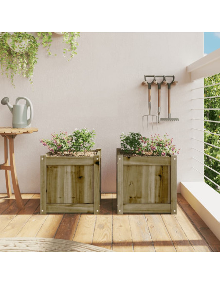 Fioriere da Giardino 2 pz in Legno di Pino Impregnato