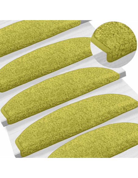 Tappetini per scale autoadesivi 15 pcs Verde 80 x 24,5 x 3,5 cm
