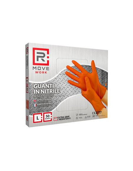 RMove Guanti Nitrile Arancione Lavoro SP FG 8.0g 1Cnf/50pz Tg L