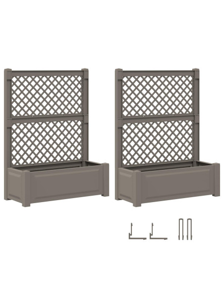 Vaso Grande con Direzione 2 pcs Grigio 143 x 143 x 133,5 cm PP