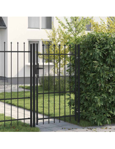 Cancello per recinzione BOXTEL porta singola con punta in acciaio 1x1,5 m Nero