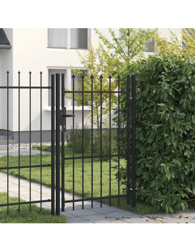 Cancello per recinzione BOXTEL porta singola con punta in acciaio 1x1,5 m Nero