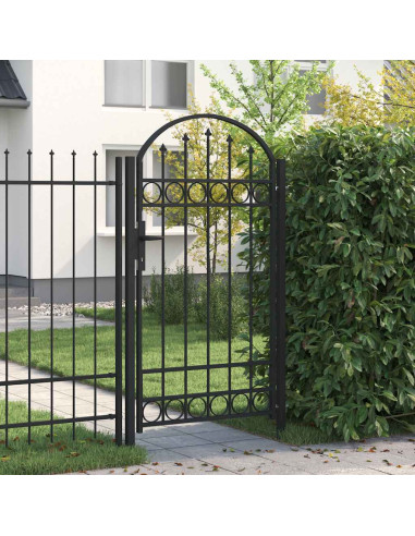 Cancello per recinzione ASSEN con parte superiore ad arco in acciaio 102x175 cm Nero