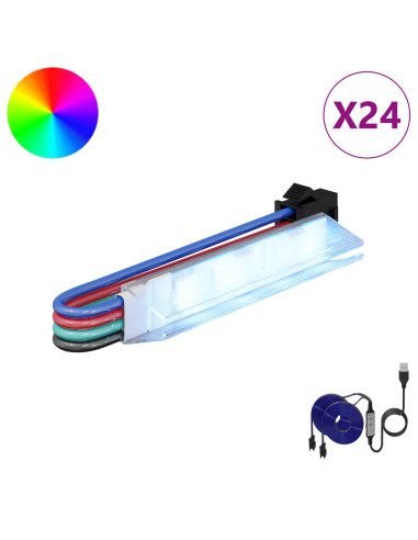 Striscia LED 12 pcs Nero e Multicolore 1745 mm Rame e plastica