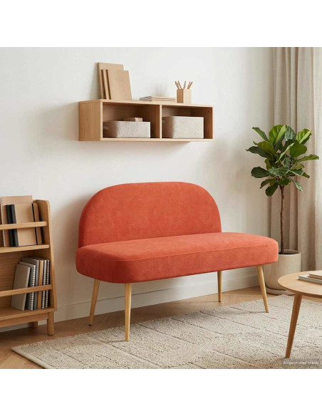 Panchina imbottita con schienale Rosso arancio 110 x 60 x 76 cm