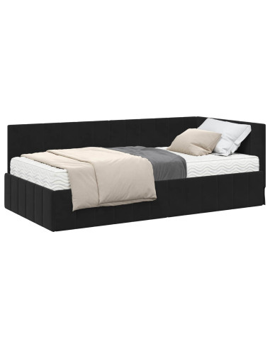 Struttura Letto Angolare con Materasso 2 pcs Nero Velluto