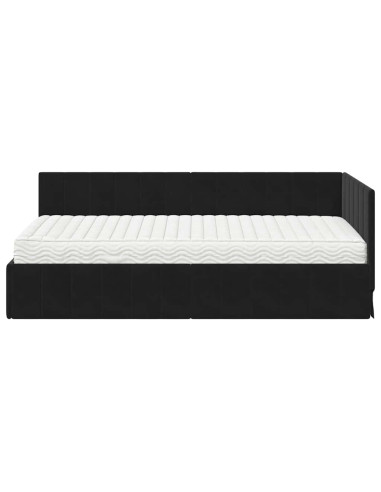 Struttura Letto Angolare con Materasso 2 pcs Nero Velluto