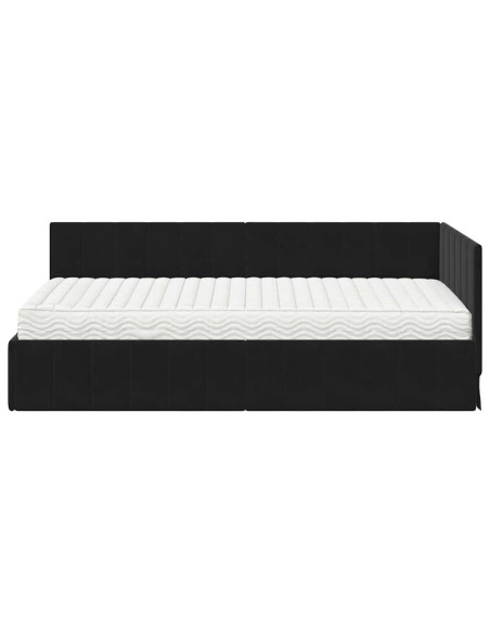 Struttura Letto Angolare con Materasso 2 pcs Nero Velluto
