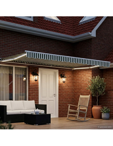 Cornice per Tenda Manuale con LED Verde e Bianco 4 x 2 m