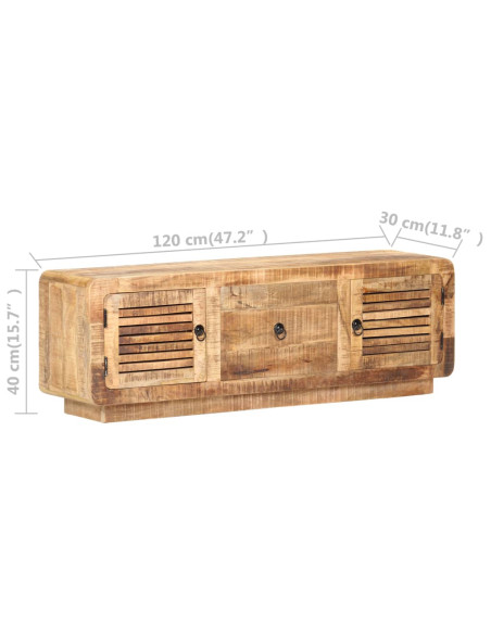 Mobile Porta TV 120x30x40 cm in Legno di Mango Grezzo