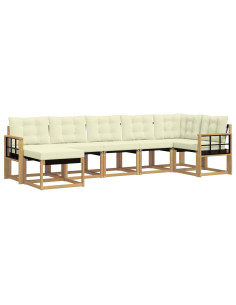 Set di divani da esterno con cuscino 7 pcs Bianco e Crema 2