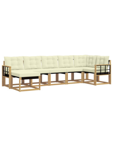 Set di divani da esterno con cuscino 7 pcs Bianco e Crema