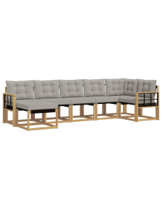 Set di divani da esterno 7 pcs Bianco e Grigio Chiaro 2