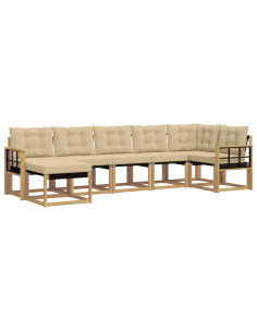 Set di divani da esterno con cuscino 7 pcs Bianco e Beige 2