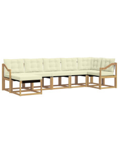 Set di divani da esterno con cuscino 7 pcs Bianco e Crema 2