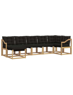 Set di divani da esterno con cuscino 7 pcs Bianco e Nero 2