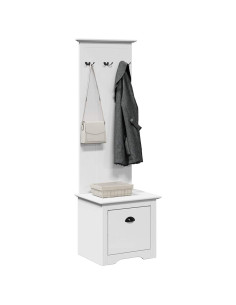 Mobiletto da Ingresso con Ganci BODO Bianco 50x40x157 cm