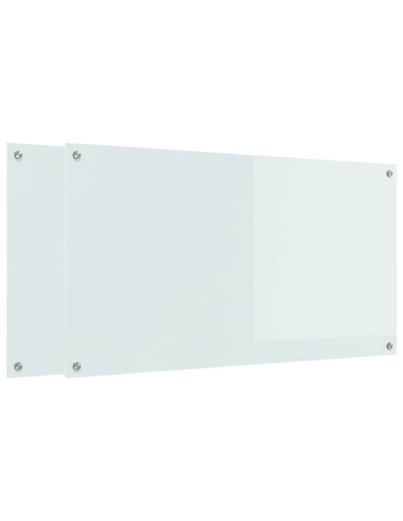 Schienale da cucina 2 pcs Bianco 110 x 60 cm vetro temperato