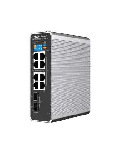 REYEE CLOUD INDUSTRIAL SWITCH L2 FULL MANAGED IP40, 8XRJ45 GIGABIT, 2XSFP, 7 P. POE+ E 1 P. POE++