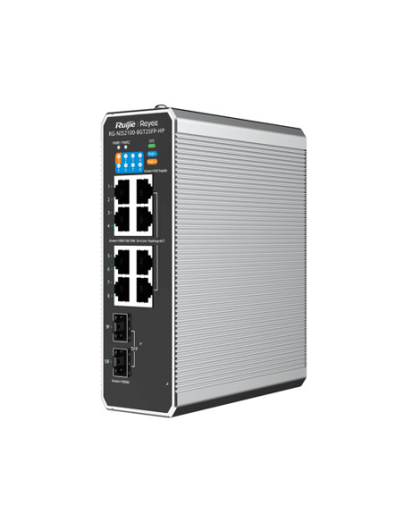 REYEE CLOUD INDUSTRIAL SWITCH L2 FULL MANAGED IP40, 8XRJ45 GIGABIT, 2XSFP, 7 P. POE+ E 1 P. POE++