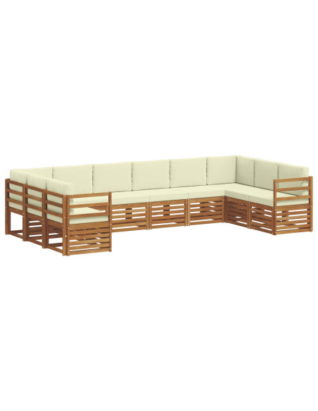 Set divani 10 pcs Naturale e Crema Legno di Acacia Massello