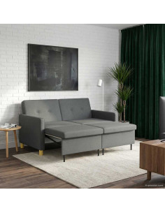 Divano Letto Estraibile Grigio Scuro Tessuto