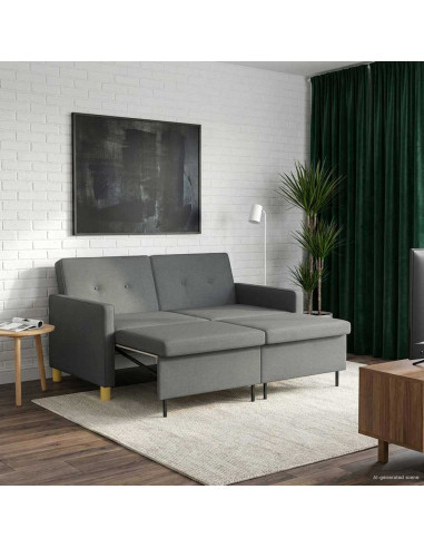 Divano Letto Estraibile Grigio Scuro Tessuto