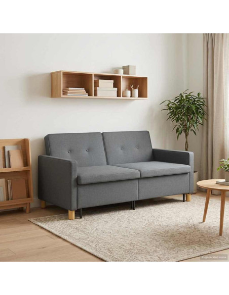 Divano Letto Estraibile Grigio Scuro Tessuto