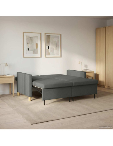 Divano Letto Estraibile Grigio Scuro Tessuto