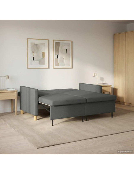 Divano Letto Estraibile Grigio Scuro Tessuto