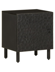 Comodini 2pz Neri 40x33x46 cm in Legno Massello di Mango
