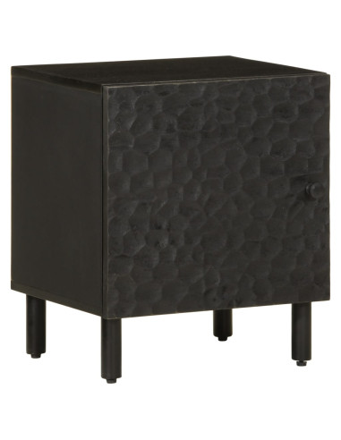 Comodini 2pz Neri 40x33x46 cm in Legno Massello di Mango