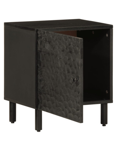 Comodini 2pz Neri 40x33x46 cm in Legno Massello di Mango