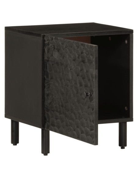 Comodini 2pz Neri 40x33x46 cm in Legno Massello di Mango
