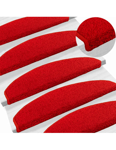 Tappetini per scale autoadesivi 15 pcs Rosso 80 x 24,5 x 3,5 cm