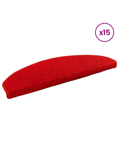 Tappetini per scale autoadesivi 15 pcs Rosso 80 x 24,5 x 3,5 cm