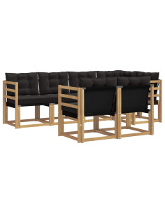 Set di divani da esterno con cuscino 7 pcs Bianco e Nero 2