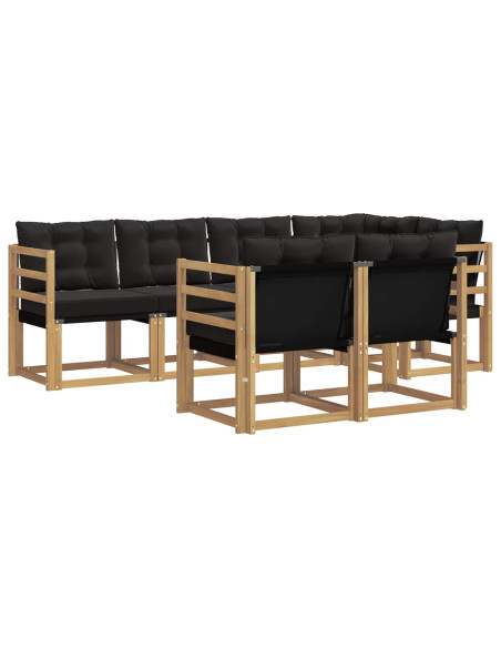 Set di divani da esterno con cuscino 7 pcs Bianco e Nero