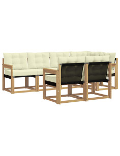 Set di divani da esterno con cuscino 7 pcs Bianco e Crema 2