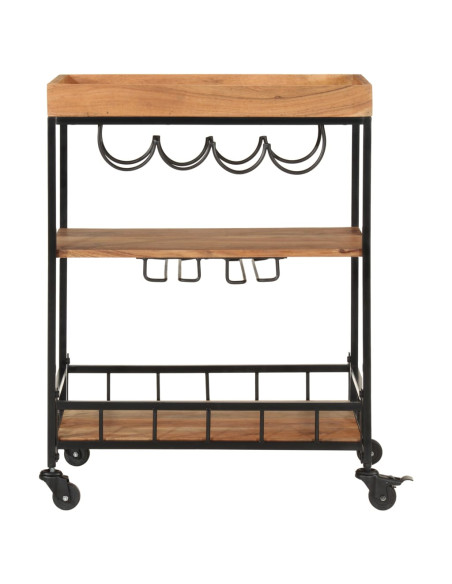 Carrello da Bar 60x40x80 cm Legno Massello di Acacia e Ferro