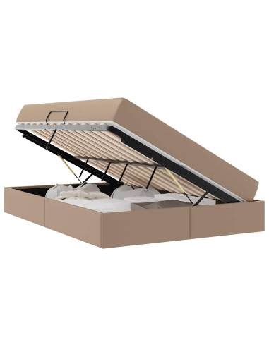 Letto con contenitore e materasso 2 pcs Cappuccino Pelle