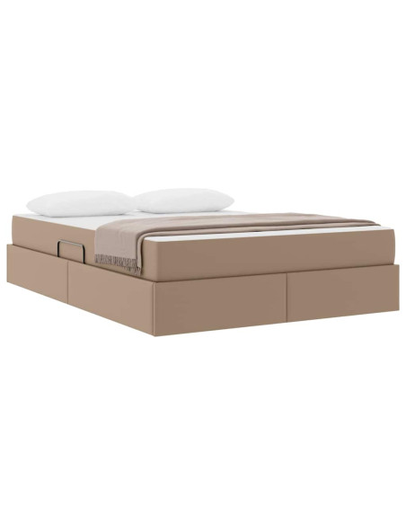 Letto con contenitore e materasso 2 pcs Cappuccino Pelle