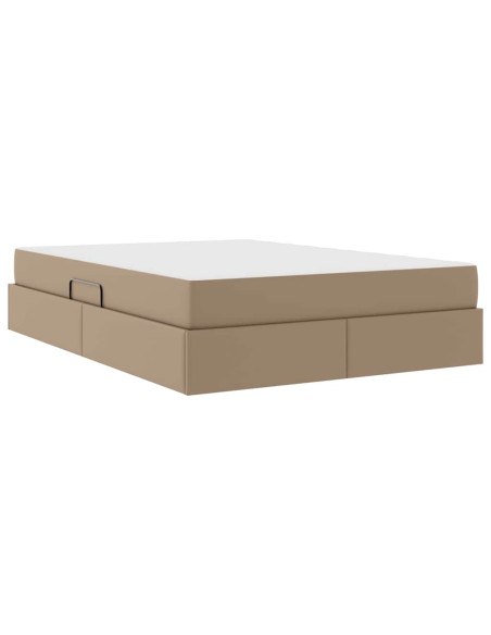Letto con contenitore e materasso 2 pcs Cappuccino Pelle